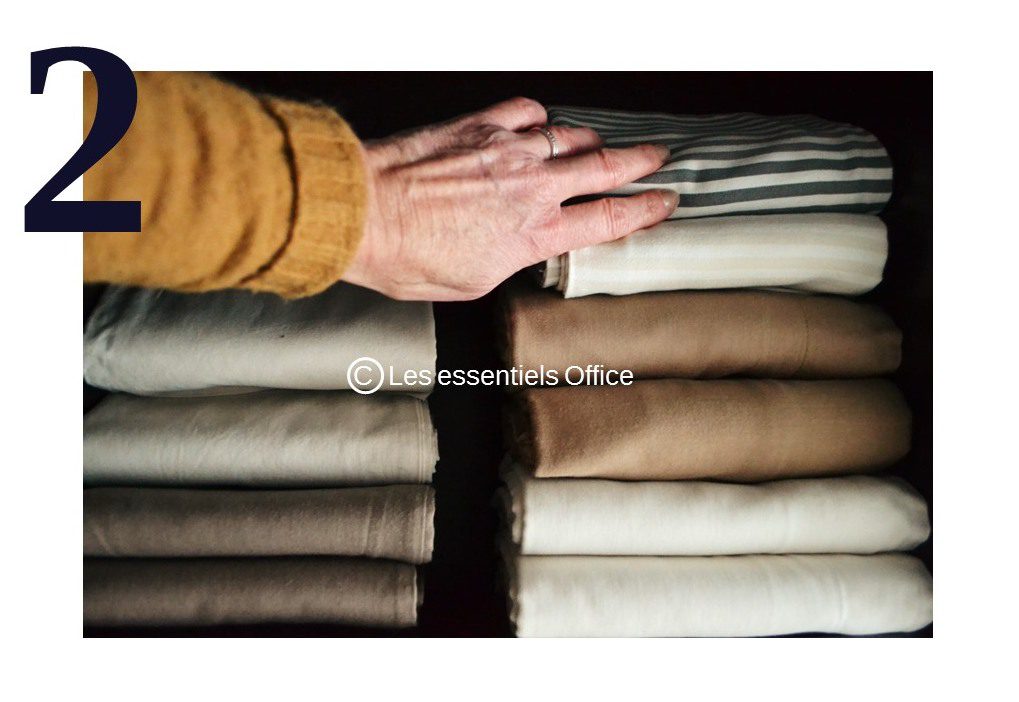 Tri et rangement placards de lingerie. Visibilité linge par le dessus